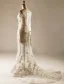 2015 A-line Square Neckline Pierced Lace Flowers Beach Wedding Dresses
