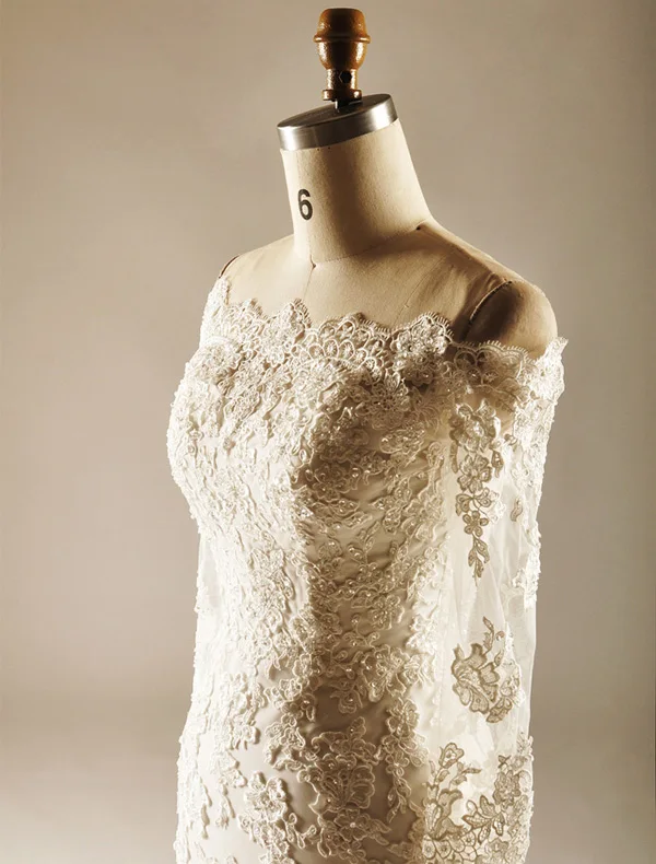 2015 A-line Square Neckline Pierced Lace Flowers Beach Wedding Dresses