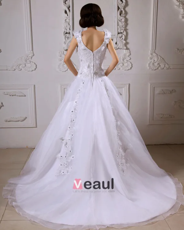 2015 Applique Sweetheart Satin Sweep Train A Line Bridal Gown Wedding Dresses