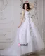 2015 Applique Sweetheart Satin Sweep Train A Line Bridal Gown Wedding Dresses