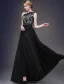 Une Ligne Une Épaule Dentelle Perles Robe De Soirée En Satin Noir