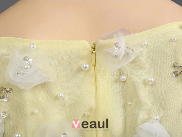 A-line Fyrkantig Ringning Beading Pärla Och Blomma Tyll Aftonklänningar
