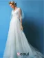 A-ligne Manches Princesse V-cou Tulle Robe De Mariage