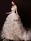 Robe De Bal Sweetheart Bretelles Spaghetti Volants En Cascade Robe De Mariée Champagne