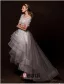 2015 A-line Shoulders Scoop Neck Asymmetrical Appliques Lace Flowers Pleated Wedding Dress