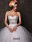 2015 Ball Gown Sweetheart Beading Satin Bow Sash Tulle Wedding Dress With Shawl