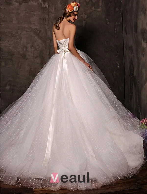 2015 Ball Gown Sweetheart Beading Satin Bow Sash Tulle Wedding Dress With Shawl