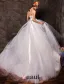 2015 Ball Gown Sweetheart Beading Satin Bow Sash Tulle Wedding Dress With Shawl