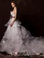 Une Ligne De Bretelles En Satin Volants Fleurs Ceinture En Cascade Robe De Mariée