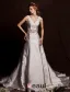 Millésime Une Ligne Épaules Robe De Mariée En Satin Col V Plongeant