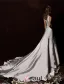 Millésime Une Ligne Épaules Robe De Mariée En Satin Col V Plongeant