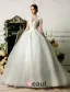 2015 Exquisite Hand Schultern 3/4 Ärmel Applikationen Spitze Ballkleid Brautkleid