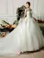 2015 Exquisite Hand Schultern 3/4 Ärmel Applikationen Spitze Ballkleid Brautkleid