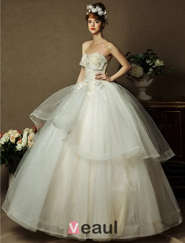 Percés Sweetheart Appliques De Perles Dentelle Robe De Mariée En Organza De Forage Tchèque