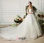 Elegante Spaghettibandjes Appliques Kant Organza Baljurk Trouwjurken