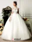 Épaules Percés Manches 3/4 Appliques De Dentelle Fleurs Robe De Mariée En Organza De Satin Ceinture