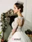 Épaules Percés Manches 3/4 Appliques De Dentelle Fleurs Robe De Mariée En Organza De Satin Ceinture
