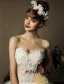 2015 Sweetheart Sleeveless Tea-length Organza Ball Gown Wedding Dress