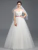 2015 A-line Off The Shoulders Short Sleeves Ruffle Tulle Wedding Dress