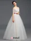 2015 A-line Off The Shoulders Short Sleeves Ruffle Tulle Wedding Dress