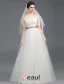 2015 A-line Off The Shoulders Short Sleeves Ruffle Tulle Wedding Dress