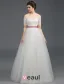 2015 A-line Off The Shoulders Short Sleeves Ruffle Tulle Wedding Dress