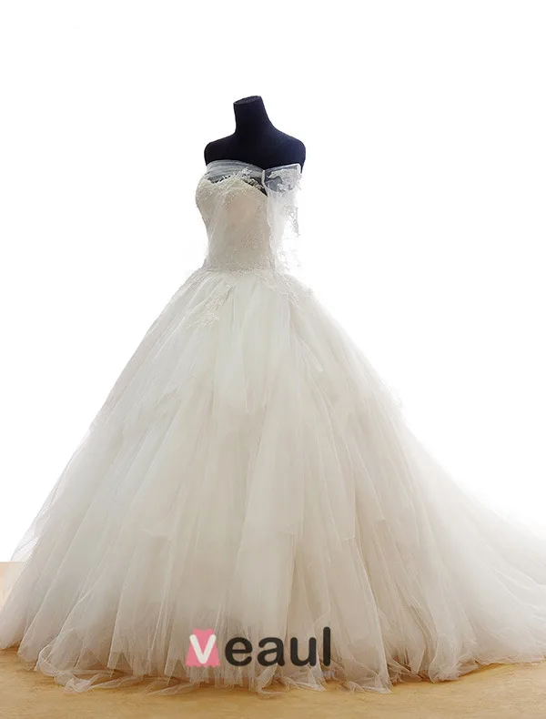 2015 Flower Serie · Sweetheart Off The Shoulder Appliques Lace Puffy Ball-gown Wedding Dress