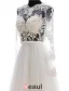 2015 Flower Serie A-line Long Sleeves Pierced Appliques Lace Beading Pearl Sash Organza Wedding Dress