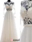 2015 Flower Serie A-line Long Sleeves Pierced Appliques Lace Beading Pearl Sash Organza Wedding Dress
