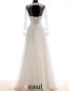 2015 Flower Serie A-line Long Sleeves Pierced Appliques Lace Beading Pearl Sash Organza Wedding Dress