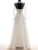 2015 Flower Serie A-line Long Sleeves Pierced Appliques Lace Beading Pearl Sash Organza Wedding Dress