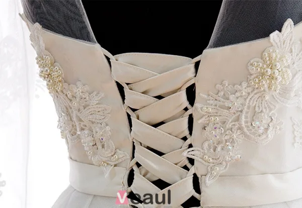 2015 Flower Serie A-line Long Sleeves Pierced Appliques Lace Beading Pearl Sash Organza Wedding Dress