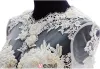 2015 Flower Serie A-line Long Sleeves Pierced Appliques Lace Beading Pearl Sash Organza Wedding Dress