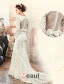 Sirène Élégante Robe De Mariage Carré Fleurs Décolleté Dos Nu En Dentelle À Manches