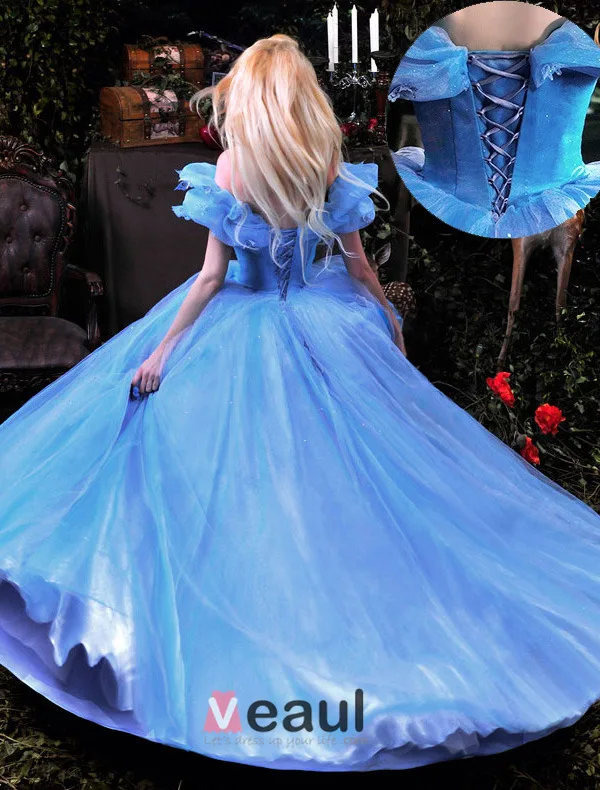 Luxury High Grade 2015 Cinderella Movie Custume Prom Dress
