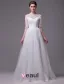 2015 A-line Beading Neckline Scoop Neck 1/2 Sleeves Ruffles Organza Wedding Dress
