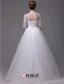 2015 A-line Beading Neckline Scoop Neck 1/2 Sleeves Ruffles Organza Wedding Dress