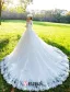 2015 A-line Square Neckline Long Sleeves Sash Bow And Long Tailing Organza Wedding Dress