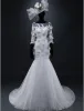 2015 Mermaid Square Neckline Beadding Appliques Lace Flowers Organza Wedding Dress