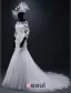 Sirène Encolure Carré Appliques De Dentelle Beadding Fleurs Robe De Mariée En Organza