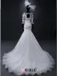 Sirène Encolure Carré Appliques De Dentelle Beadding Fleurs Robe De Mariée En Organza