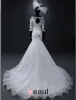 2015 Mermaid Square Neckline Beadding Appliques Lace Flowers Organza Wedding Dress