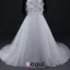 Sirène Encolure Carré Appliques De Dentelle Beadding Fleurs Robe De Mariée En Organza