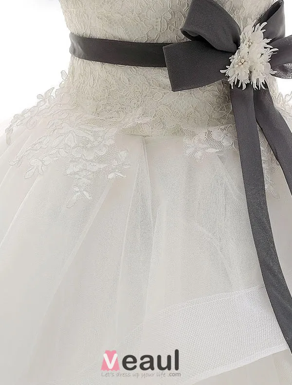 2015 Ball Gown Strapless Handmade Beading Floor-length Wedding Dress