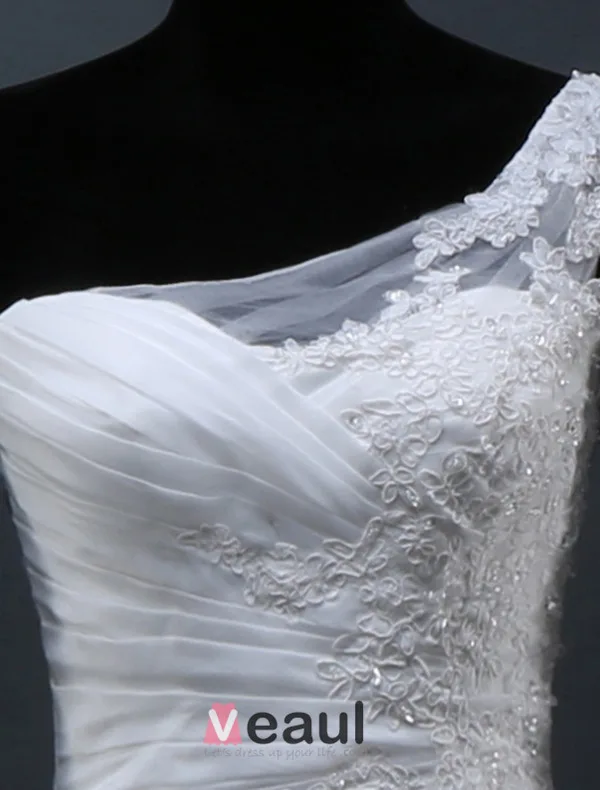 Appliqués En Dentelle Robes De Mariée De Conception Unique De Sirène Une Épaule