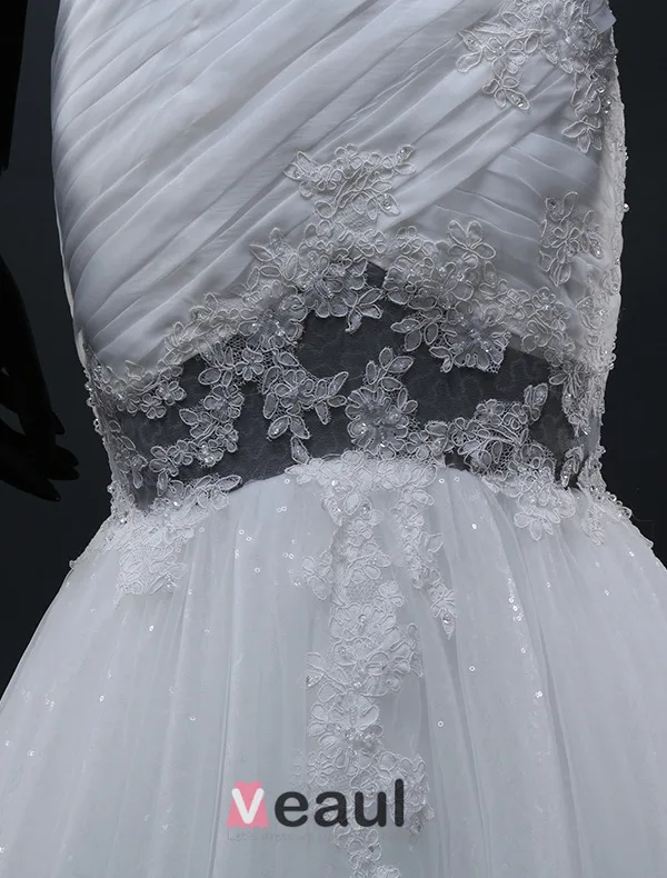 Appliqués En Dentelle Robes De Mariée De Conception Unique De Sirène Une Épaule