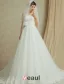 A-lijn Strapless Appliques Kant Bloem Sjerp Trouwjurken