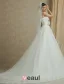 A-lijn Strapless Appliques Kant Bloem Sjerp Trouwjurken