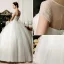 2015 Sweetheart Scoop Neck Beading Short Sleeves Floor-length Ball Gown Wedding Dress