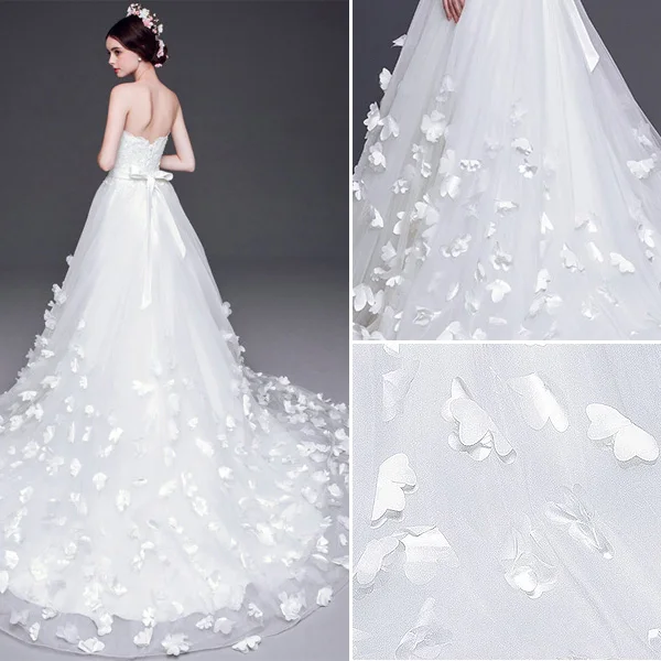 2015 A-line Princess Sweetheart Handmade Flowers Tailing Wedding Dress